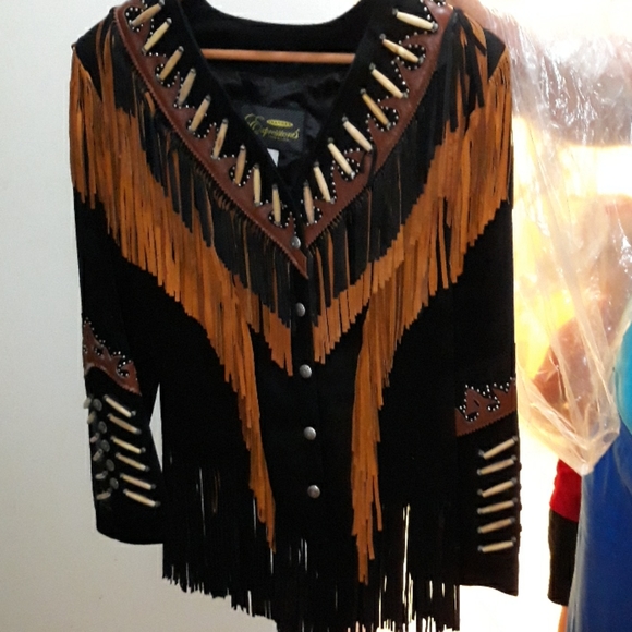 leather expressions Jackets & Blazers - Vintage Native American Indian Leather Jacket NWOT